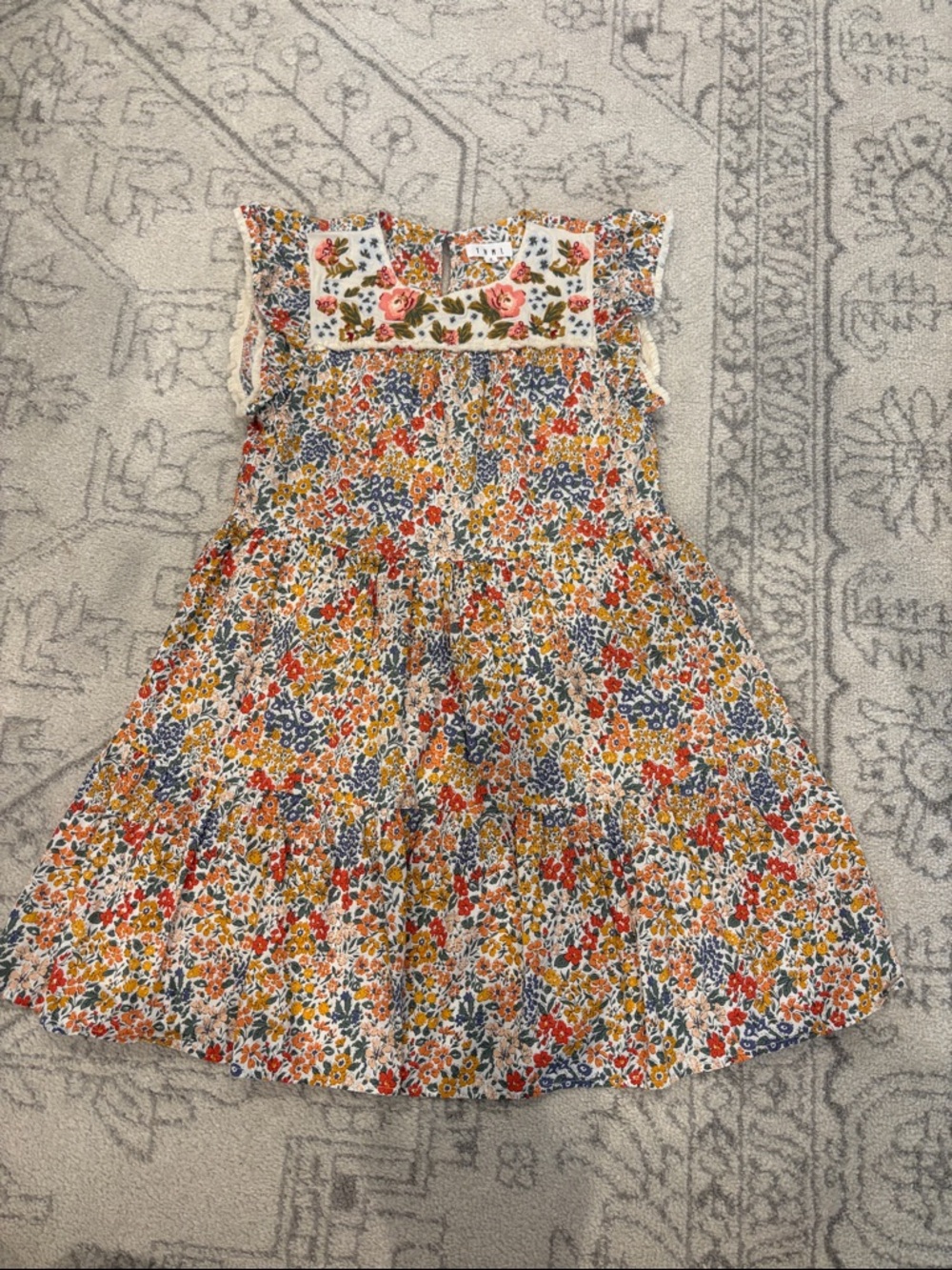 THML 100% Cotton Floral Smocked Sundress with Embroidered Yoke, size Small